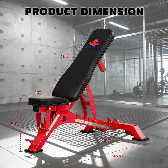 Unive Fitness Adjustable Weight Bench 1300 lb Capacity, 40-Position Workout Bench with 10 Backrest & 4 Seat Angles, Heavy Duty Strength Training Bench for Home Gym, Garage Gym, Incline Flat Dumbbell Workouts