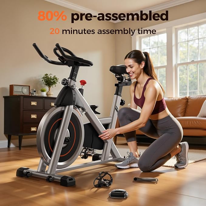 YOSUDA Exercise Bike, Brake Pad Stationary Bike for Home with Exclusive App, Magnetic Indoor Cycling Bike with 300 lb Weight Capacity, Low Noise, Tablet Holder and Fitness Courses for Weight Loss