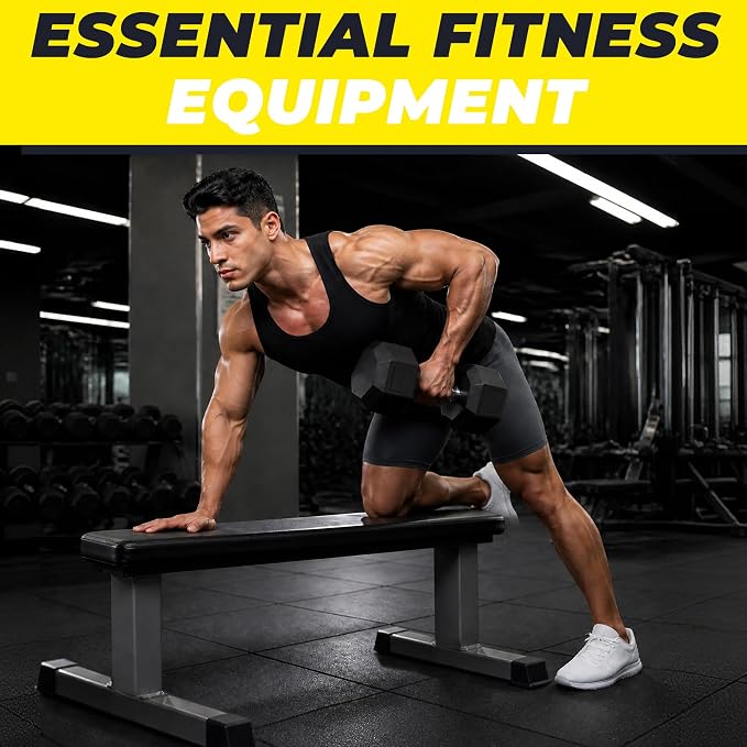 HulkFit Rubber Coated Hex Dumbbells, Anti-Roll Hand Weights, Non-Slip Ergonomic Handle Low Odor for Home Gym