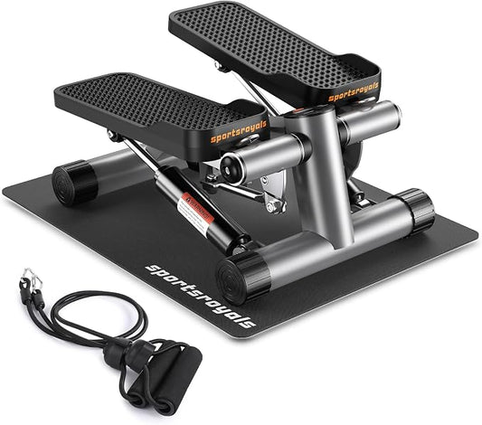 SPORTSROYALS Stair Stepper,Twist/Mini Stepper for Exercise at Home,Step Machine with Resistance Bands for Full Body Workout, 350lbs+ Capacity