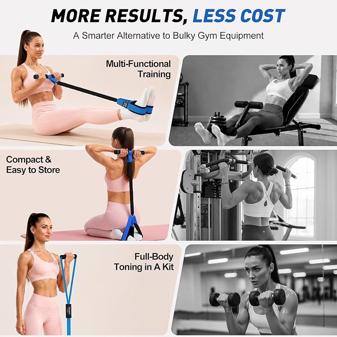 Resistance Bands with Handles Set, Leg/Core/ABS/Arm/Back/Hips Workout Equipment for Women, Portable Pedal Resistance Band & Figure 8 Resistance Bands, Exercise Bands for Pilates Yoga Stretching