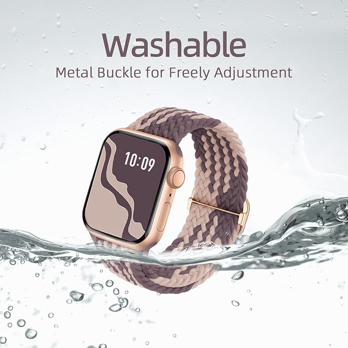 4 Pack Braided Stretchy Bands Compatible with Apple Watch 40mm 41mm 38mm 42mm 44mm 45mm 46mm 49mm Women Men, Breathable Nylon Elastic Daily Use Straps for iWatch Series 11/10 9 8 7 6 5 4 3 SE/Ultra 2