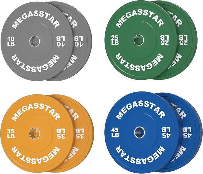 Olympic Bumper Plates, 2-Inch Rubber Weight Plates Set – Color-Coded Heavy Duty Bumper Plates for Home Gym, Strength Training & Weight Lifting