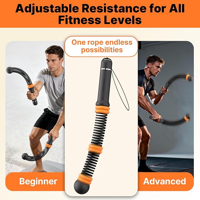 Ropeless Battle Rope with Adjustable Resistance for Home Gym | Heavy-Duty,Low-Impact Cardio & Strength,Ideal for HIIT Men & Women