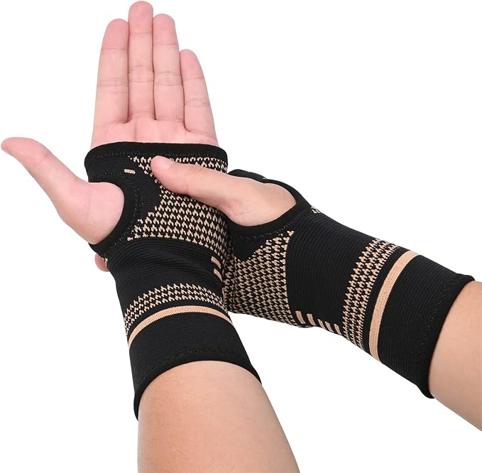 Copper Wrist Compression Sleeves, Comfortable and Breathable for Arthritis, Tendonitis, Sprains, Workout, Carpal Tunnel, Wrist Support for Women and Men
