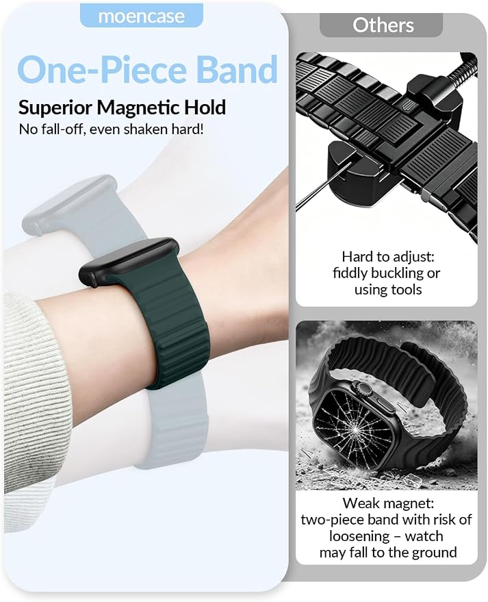 Patented Magnetic Silicone Sport Band for Apple Watch Bands for Women Men | Soft Silicone Solo Loop 40mm 38mm 41mm 44mm 45mm 42mm 49mm, Sport Strap for iWatch Series 11 10 9 8 7 6 5 4 3 2 1 SE Ultra