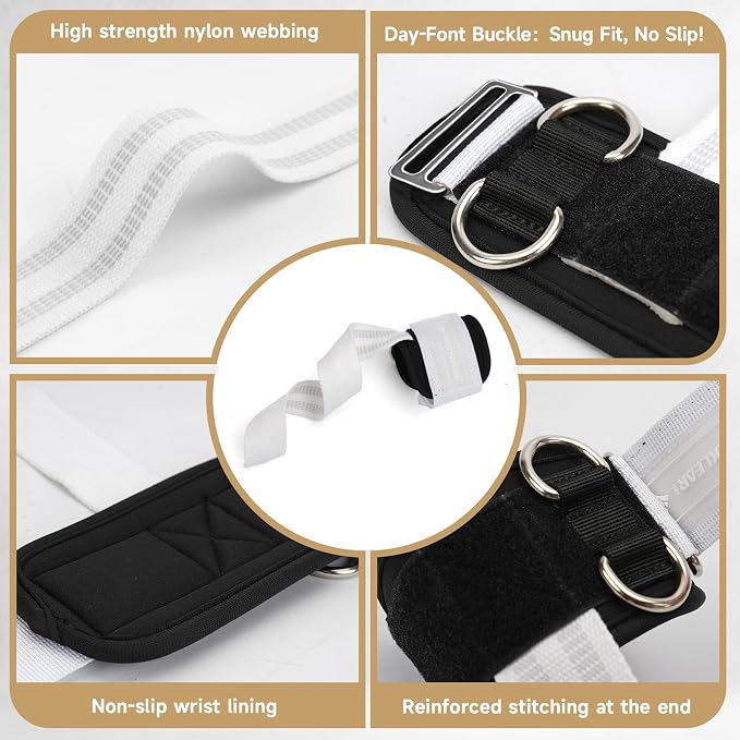 M MANUEKLEAR Wrist Straps for Weightlifting, Gym Lifting Straps with D Rings for Cable Machine,Weight Lifting Wrist Wraps for Men Women
