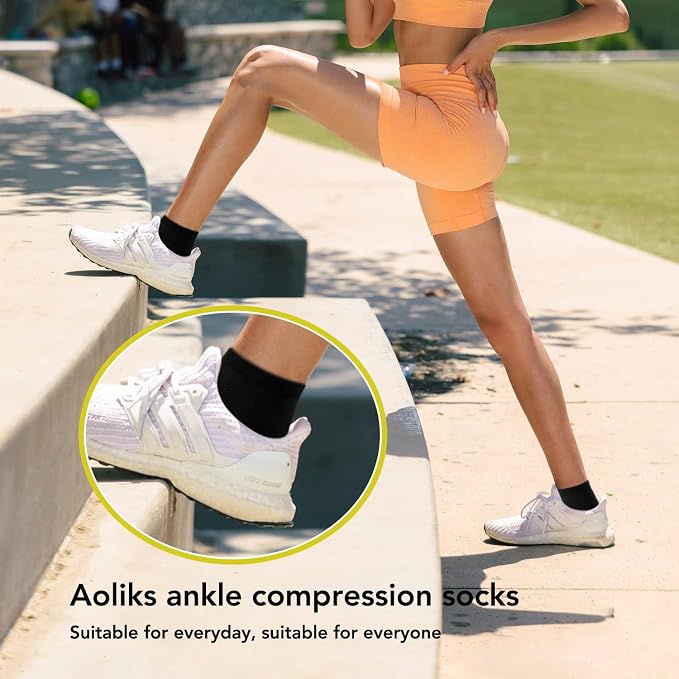 5 Pairs Copper Compression Socks for Women & Men - Ankle Plantar Fasciitis Arch Support Running Socks for Athletic