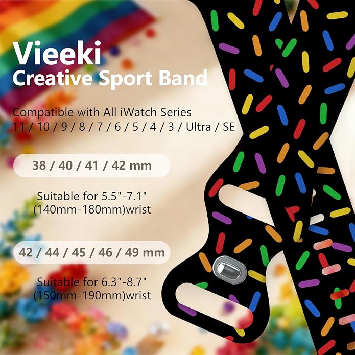 Pride Watch Band Compatible with Apple Watch Series 11 10 9 8 7 6 5 4 Ultra SE (Replacement Silicone Strap for iWatch 40mm - 49mm)