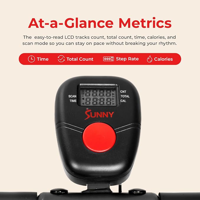 Sunny Health & Fitness Stair Stepper for Home | SunnyFit App Connection, Long Stride Length, Home Gym Exercise, Compact Foldable, Leg and Glute Training