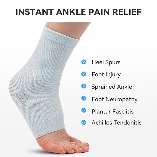 2 Pack Ankle Brace & Ankle Compression Sleeve for Women Men | Arch Support Socks, All-Day Wear, Achilles Tendonitis Brace for Plantar Fasciitis, Sprains, Foot Swelling Relief