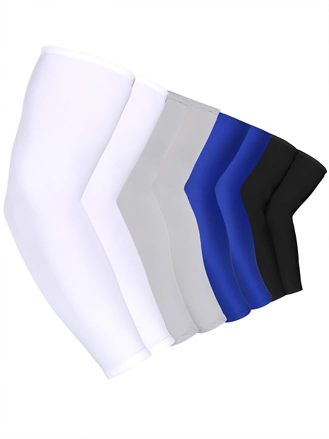 Mudder 8 Pairs UV Sun Protection Cooling Arm Sleeves for Men Women Youth Silk Compression Arm Cover Breathable Outdoors Sport