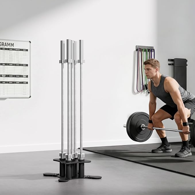 Vertical Barbell Holder for 2-Inch Olympic Bars | Bar Storage Rack for Barbells, Curl Bars, Triceps & Hex Bars