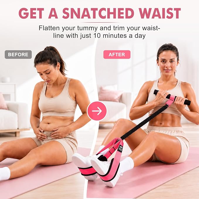 Pedal Resistance Band with Handle, Upgraded Durable Thickened Latex Tubes and Soft Foam Fabric Foot Pedal, Sit Up Exercise Equipment for Abdomen, Waist, Arm, Core/ABS, Leg, Physical Therapy