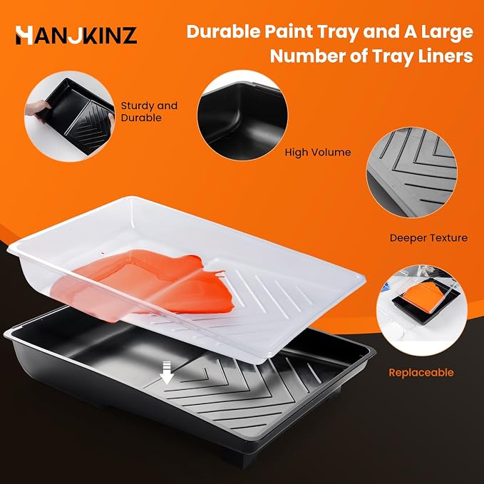 6 Inch Small Microfiber Paint Roller Kit, 9 Pcs | Microfiber Paint Roller Covers, Paint Tray with Liner, Mini Paint Roller, for Painting Wall, Door, Cabinet