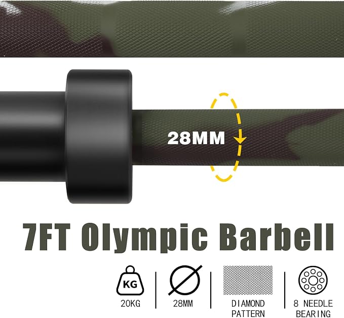 7ft Olympic Barbell for Strength Training, Olympic Weightlifting | 500 700 1000LBS Capacity, 2 Inch 45lb Weight Bar for Squat, Home Gym Fitness Equipment, Bench Press, Deadlift, Powerlifting