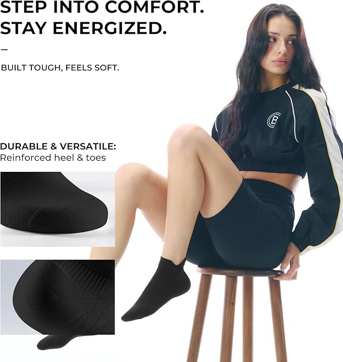 FITRELL Ankle Compression Socks for Women & Men - 5/6 Pairs Cushioned Arch Support Running Socks, Plantar Fasciitis Relief