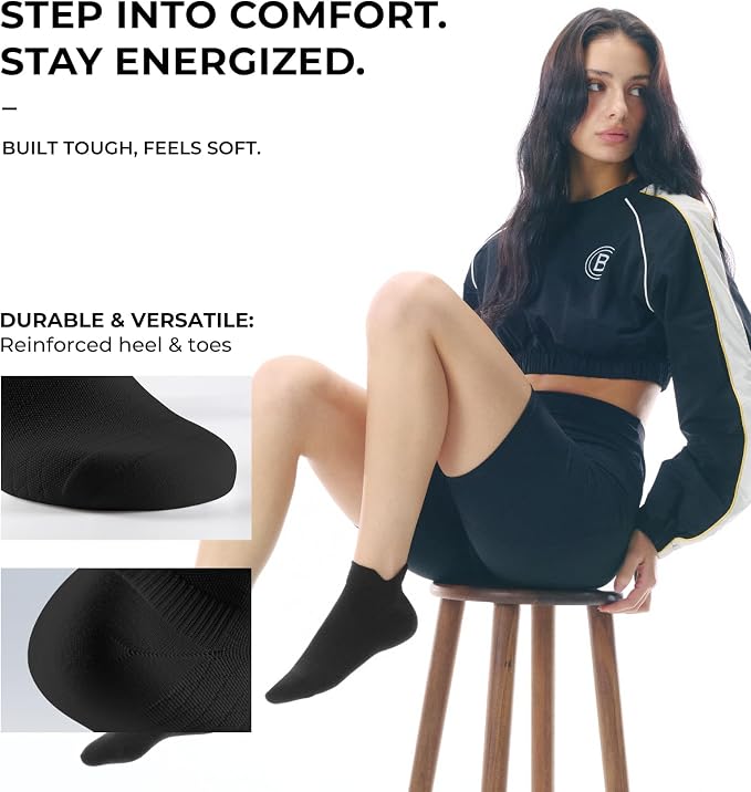 FITRELL Ankle Compression Socks for Women & Men - 5/6 Pairs Cushioned Arch Support Running Socks, Plantar Fasciitis Relief
