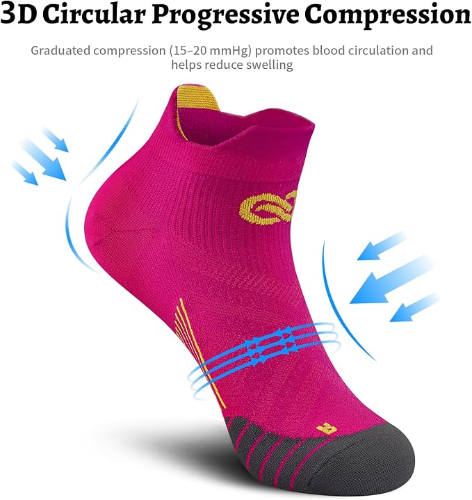 Compression Socks for Men Women Ankle Running Socks for Plantar Fasciitis | Low Cut Athletic Ankle Socks with Ankle & Arch Support for Running, Cycling, Golf, Work, Plantar Fasciitis Relief