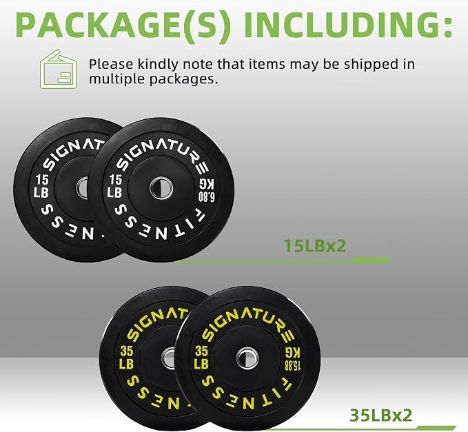 Fitvids 2-Inch Olympic Rubber Weight Plates Sets, Bumper Plates Set for Strength Training, 50-370 Lbs Multiple Options