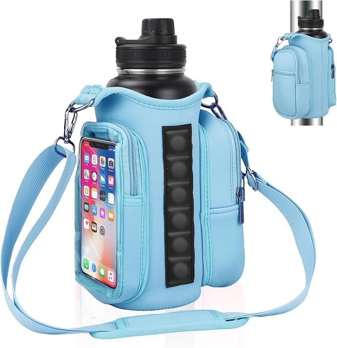 Magnetic Gym Bag Water Bottle Holder with Phone Pockets Shoulder Strap for Men Women