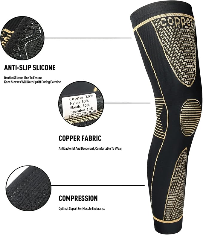 SKDK Full Leg Sleeves Long Compression Leg Sleeve Knee Sleeves Protect Leg, for Man Women Basketball, Arthritis Cycling Sport