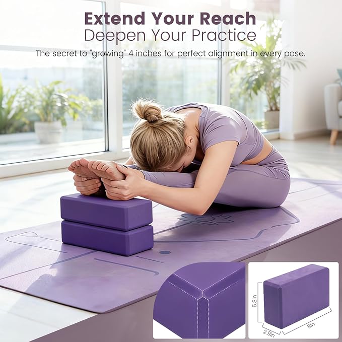 Foldable Yoga Mat and Blocks Set for Women with 2 Pack Yoga Blocks and Strap,Thin Non Slip Pilates Mat with Bag, Home Workout Equipment Essentials Starter Kit for Beginners Full Body Toning