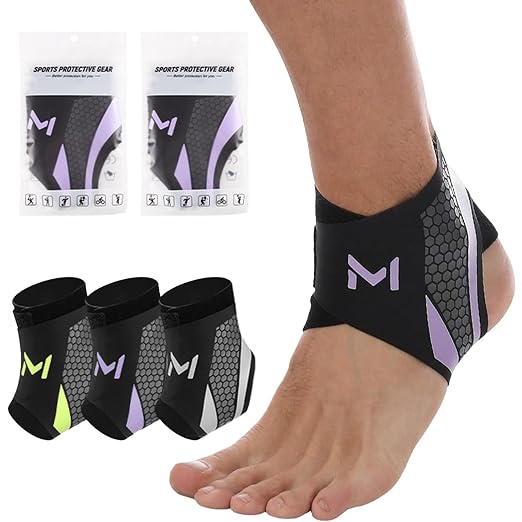 2-Pack Adjustable Ankle Brace, Lace Up Ankle Stabilizer with Support Straps, Compression Sleeve for Plantar Fasciitis, Tendonitis, Sprain Support, Suitable for Men & Women (Purple)