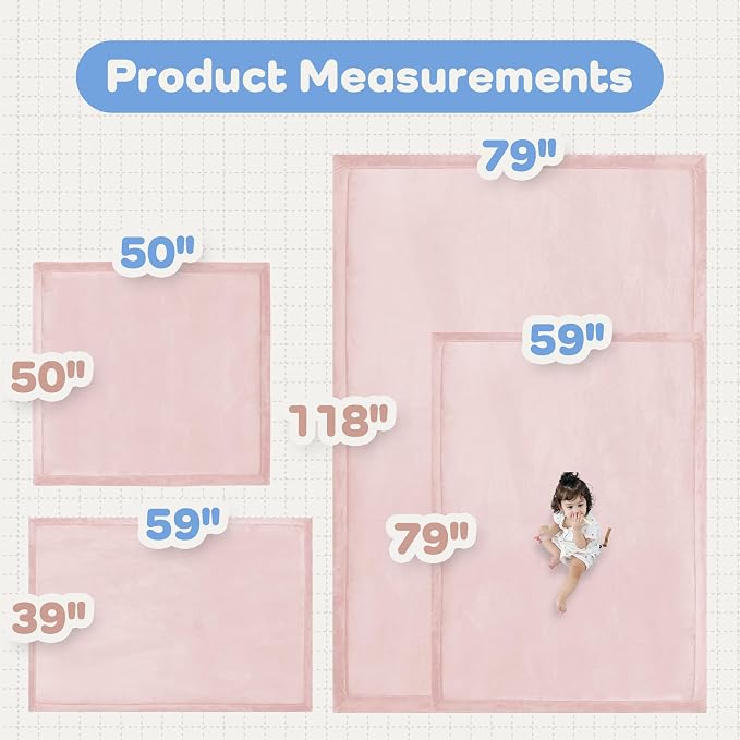 1.5" Thick Baby Play Mat for Floor,71x79 Large Memory Foam Tummy Time Mat | Ultra Soft Playmat for Baby,Tummy Time Foam Mats,Cushioned for Infant,Kids and Toddler Crawling,Easy Care