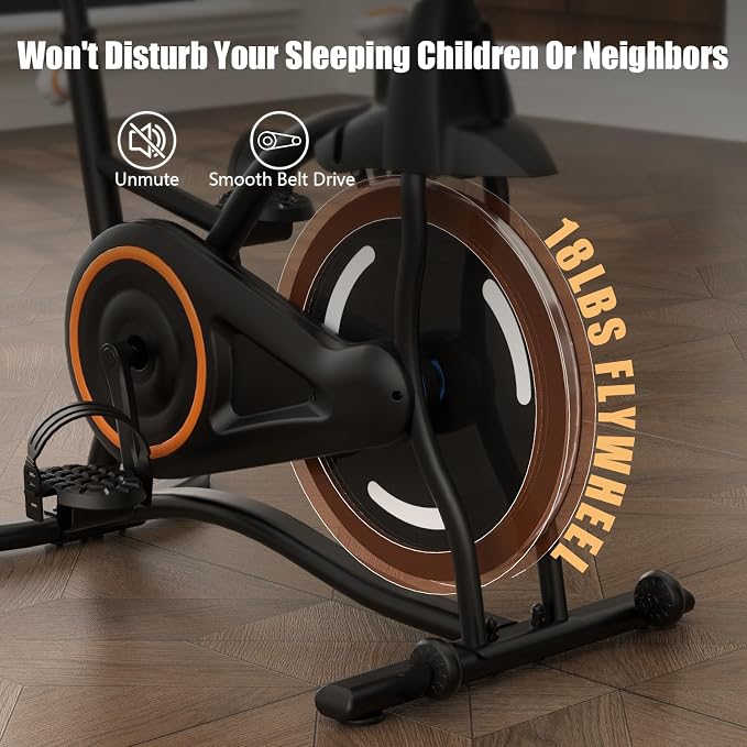 Cyclerade Exercise Bike, Low Noise Indoor Stationary Cycling Bike with APP Sports Data Link Adjustable Resistance With Flat Stand