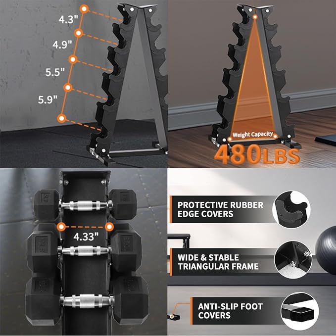 Hex Dumbbells Set for Home Gym – PVC/PEV Coated, Anti-Roll Design, Non-Slip Grip, Cast Iron Core – Versatile Strength Training Weights, 100LB Total (25LB×2+30LB×2)