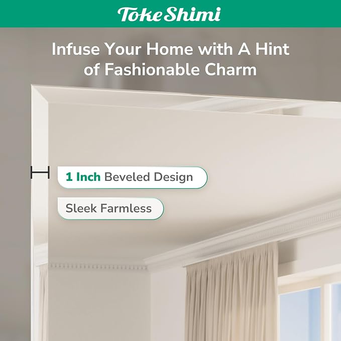 24x36 Beveled Wall Mirror Decorative, Bathroom Vanity Mirrored with 1" Beveled Edge, Shatterproof Modern Frameless Mirror Bathroom Rectangle for Living Room, Entryway, Restroom