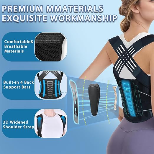 Posture Corrector for Women and Men,X-Back Brace Lower Back Support,Adjustable Straightener for Scoliosis Hunchback Correction,Shoulder Pain Relief Spine Corrector Posture Trainer