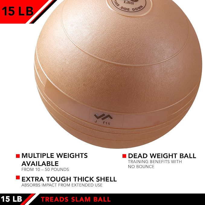 JFIT Slam Ball – Build Strength - Endurance & Power | Superior Grip | Sand-Filled Core | Indoor & Outdoor Use