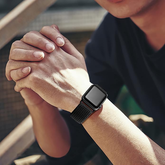Lerobo Stretchy Nylon Solo Loop Band, Compatible with Apple Watch Series 11 10 9 8 7 6 5 4 3 SE3/2/1 Ultra3/2/1, Adjustable Strap for iwatch Band 44mm 45mm 46mm 49mm 42mm 40mm 41mm 38mm for Women Men