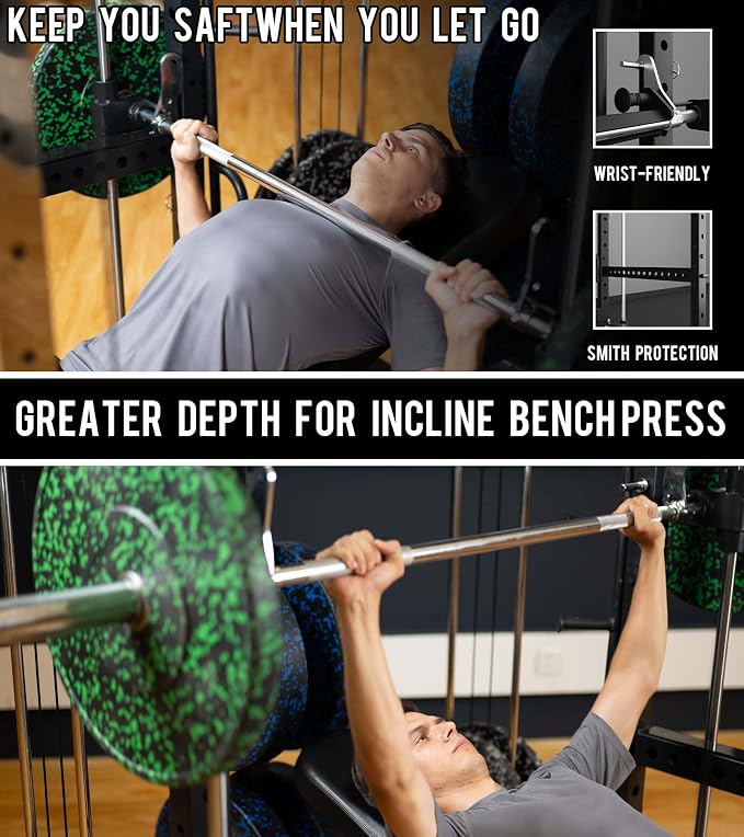 Eonfit E5 Smith Machine with Leg Press for Home Gym | Functional Trainer Power Rack Power Cage With Pivot Arms Lat Cable Crossover Pulley System All In One For Garage Apartment