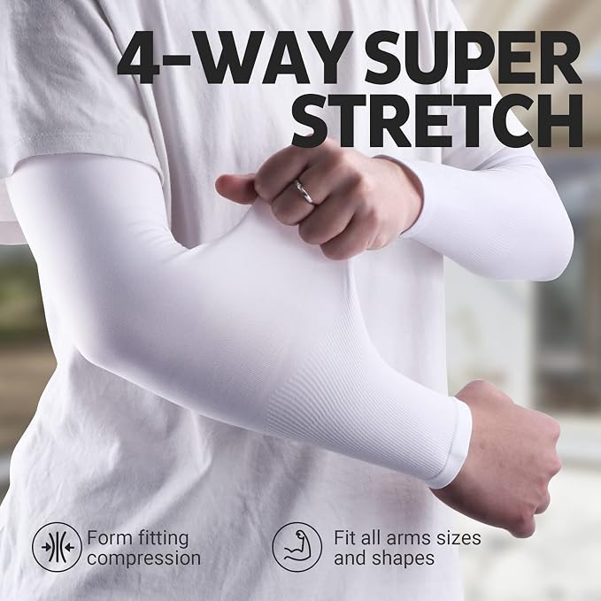 LUOLIIL VOE Sun Protection Cooling Arm Sleeves for Men &Women,Compression Sleeves for Football, Golf & Volleyball