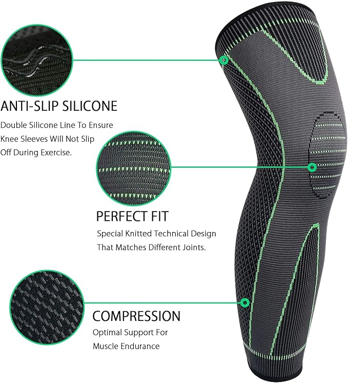 SKDK Full Leg Sleeves Long Compression Leg Sleeve Knee Sleeves Protect Leg, for Man Women Basketball, Arthritis Cycling Sport