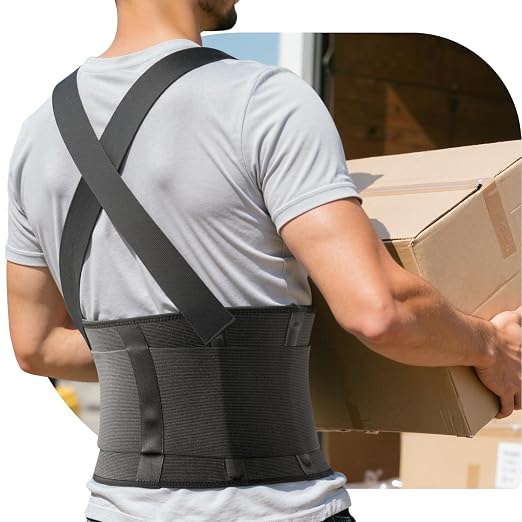 Work Back Brace for Men & Women,Adjustable Lower Back Support Belt | for Sciatica, Herniated Disc, Pain Relief, Moving Construction Warehouse Heavy Lifting Safety & Protection(Black, X-Large)