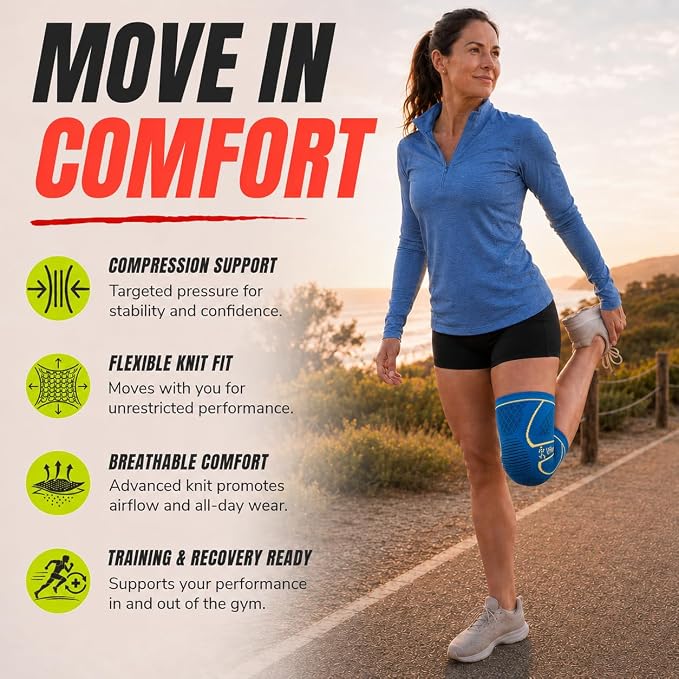 Knee Brace for Men and Women Knee Compression Sleeve Knee Support Wraps for Arthritis Joint Pain Relief, Workout, Swelling, Sports, Circulation, Running, Recovery for ACL & Meniscus Tear