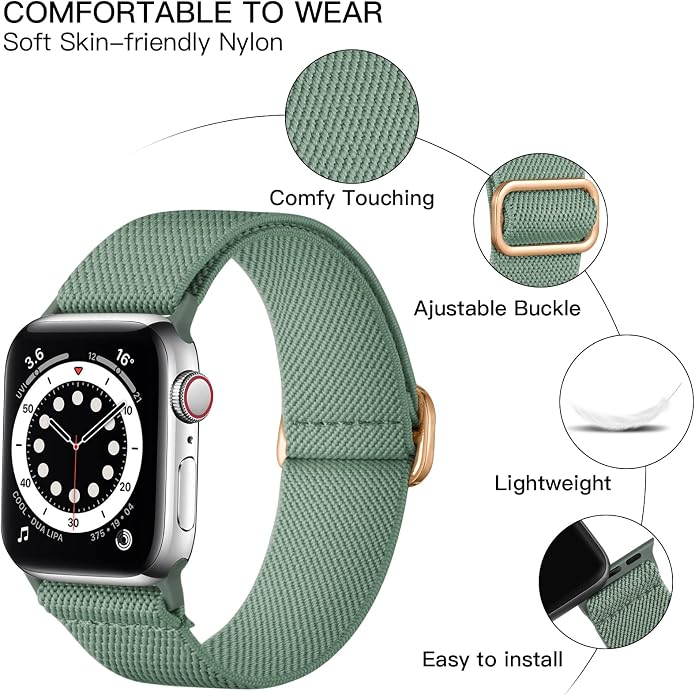 Lerobo Braided Band Compatible with Apple Watch Series 11 10 9 8 7 46mm 45mm 41mm Ultra SE 3 2 1 49mm Series 6 5 4 3 44mm 40mm 38mm 42mm Men iWatch Bands Women Stretchy Nylon Solo Loop Sport Strap