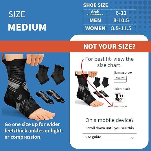 2 Pairs Ankle Braces for Men & Women, Support for Plantar Fasciitis Relief | Arch & Ankle Support Brace with Removable Strap for Swelling, Achilles Tendonitis, Faster Recovery & Boosts Circulation