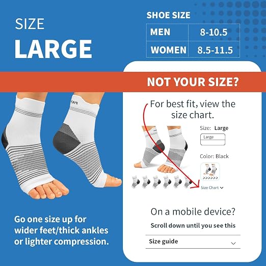 PAPLUS 6 Pairs Compression Socks with Arch Support for Plantar Fasciitis | Ankle Brace for Achilles Tendonitis, Heel Pain, Swelling & Arthritis Relief, Foot Compression Sleeve for Women, Men, White L