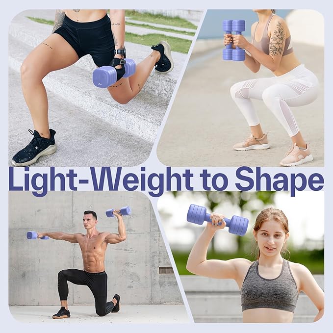 Adjustable Dumbbell Set of 2: Sportneer 4 in 1 Free Weights Dumbbells Set for Women, Hand Weights for Women at Home, Available in 5 lb × 2 and 10 lb × 2 Sets with Soft Rubber Handle for Home Gym Exercise Training