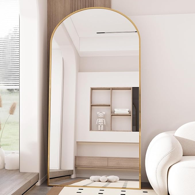 LFT HUIMEI2Y 71"x32" Arch Full Length Mirror, Gold Floor Mirror | Tempered Oversized Mirror Full Body with Aluminum Alloy Frame; Standing, Leaning, or Wall Mount for Bedroom, Living Room