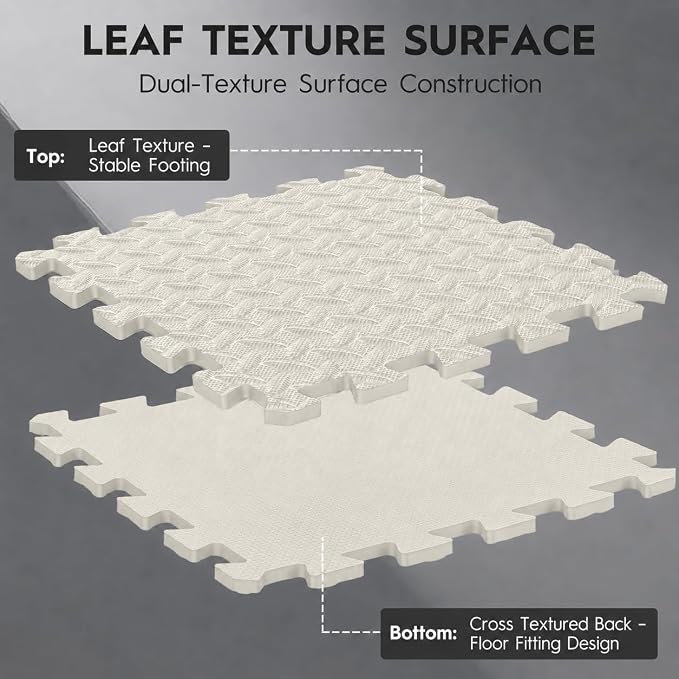 18pcs Puzzle Exercise Mat, 12.6"x12.6"x0.4", 18sqft EVA Interlocking Foam Floor Tiles, Protective, Water-Resistant Flooring for Home Gym & Workout Equipment