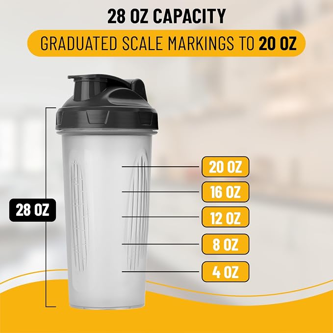 Mr. Pen- Shaker Bottles for Protein Mixes, 28 oz | Leak Proof Shaker Cups with Stainless Steel Wire Whisk Ball for Protein Shakes and Pre Workout, Fathers Day Gift