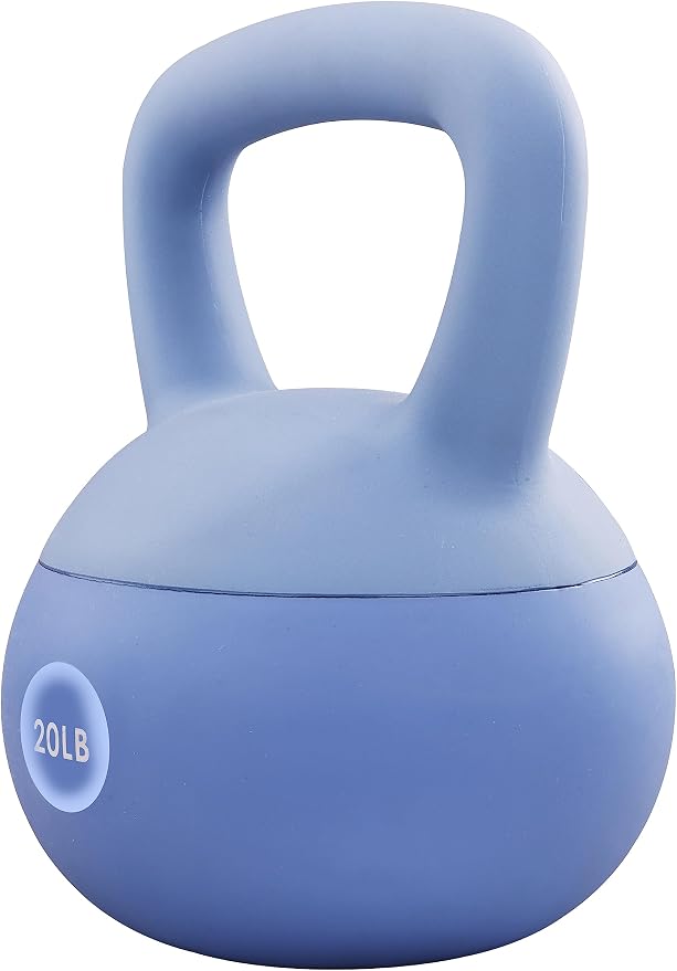 Signature Fitness Soft Kettlebells - Sea and Iron Sand Filled Weights for Women and Men - Color Coded Soft Vinyl Kettlebells, Multiple Sizes