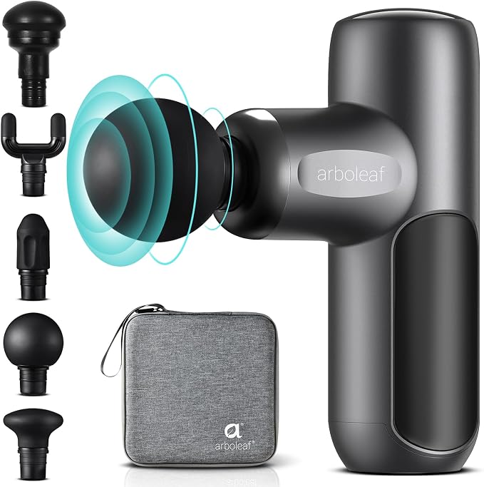 arboleaf Mini Massage Gun Deep Tissue Percussion for Back Pain, with Case | deep tissue percussion, back pain relief, includes travel case, portable handheld, ultra-quiet