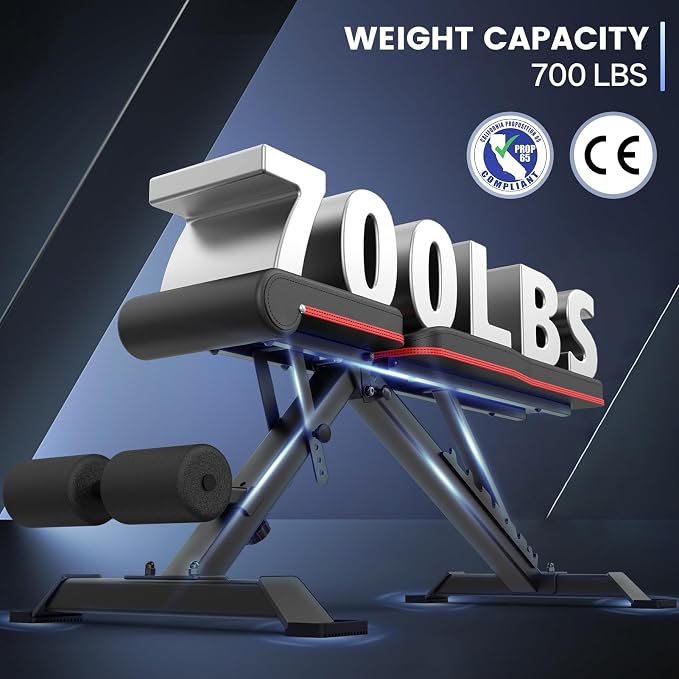 PASYOU Adjustable Weight Bench, 660LB Capacity Foldable Workout Bench, Incline Flat Bench Press for Home Gym, Dual-Frame Strength Training Bench, No Assembly Required, Wider Seat